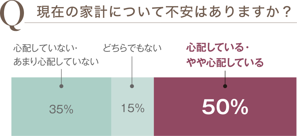 Q 現在の家計について不安はありますか？